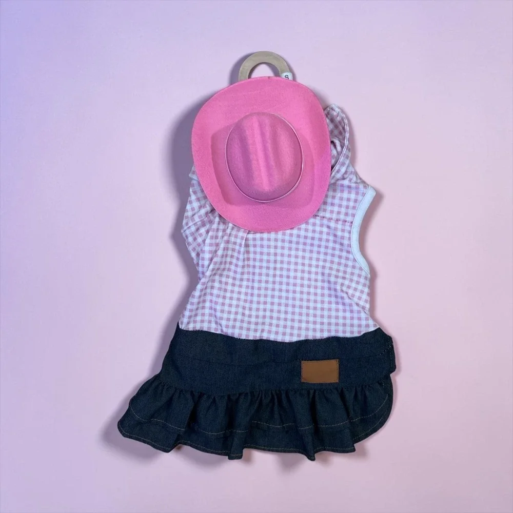 JESSICA SIMPSON DOG CLOTHING COWGIRL OUTFIT WITH HAT COSTUME SMALL